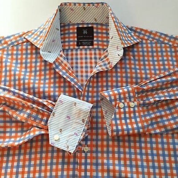 Harry Nicholas shirt sz L, LS FLIP CUFFS casual - Picture 1 of 7